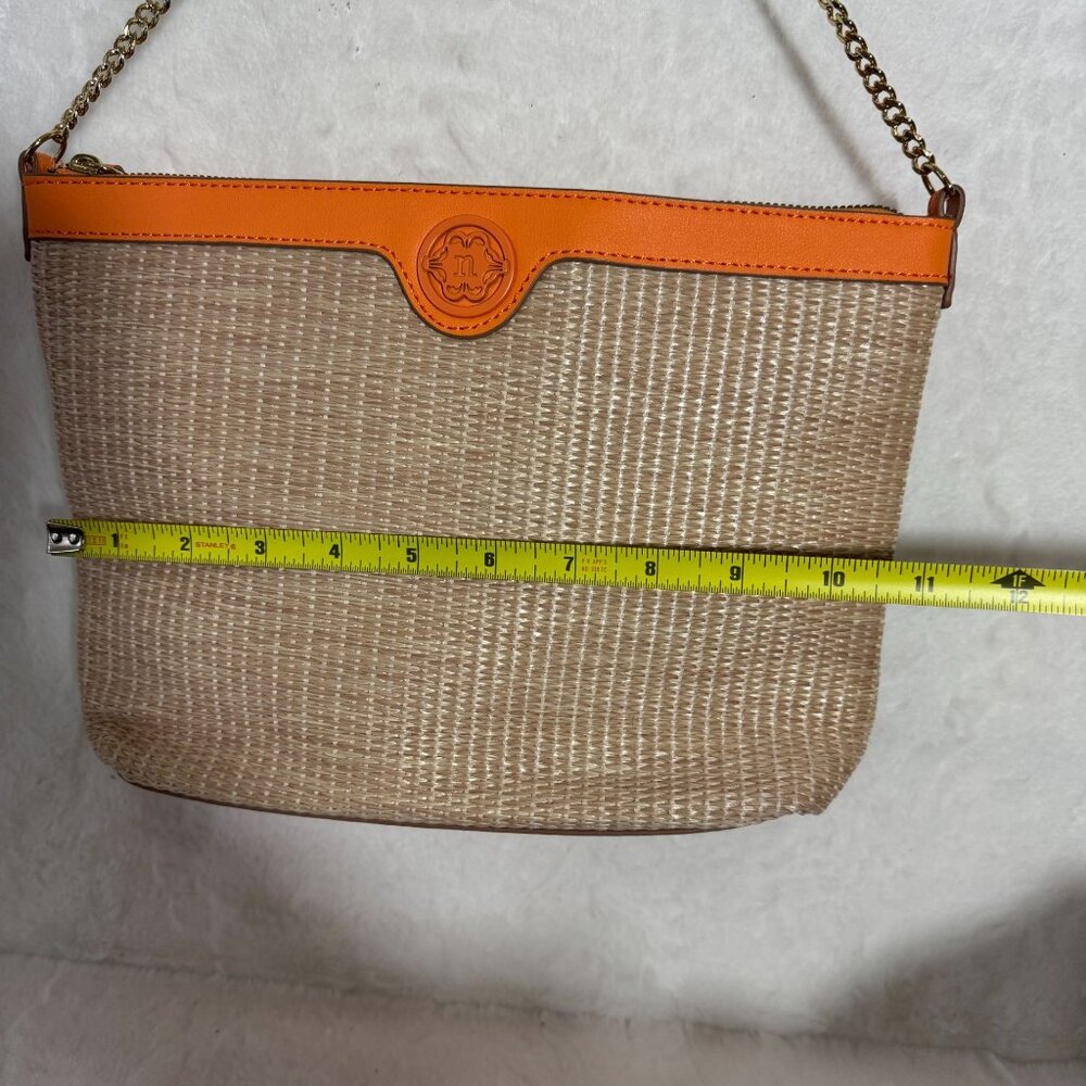 Nanette Lepore Beige & Orange Woven Chain Strap Bag With Logo Accent - Picture 8 of 8